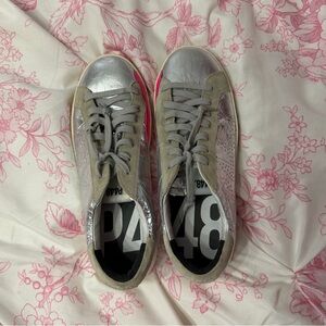 P448 Silver and Pink Sneakers